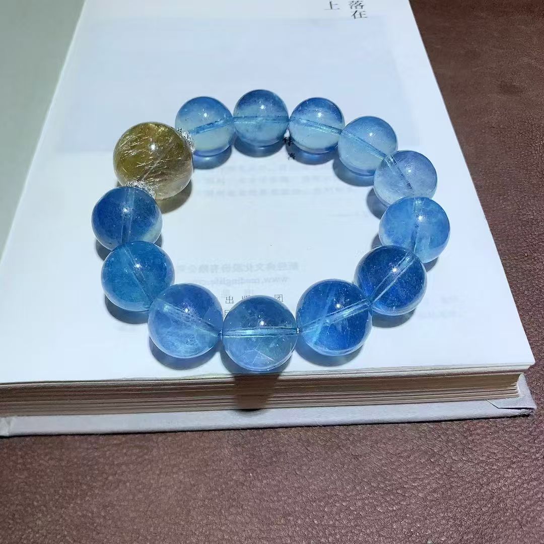 Natural Blue Quartz Angel Communication Bracelet | Third Eye Activation